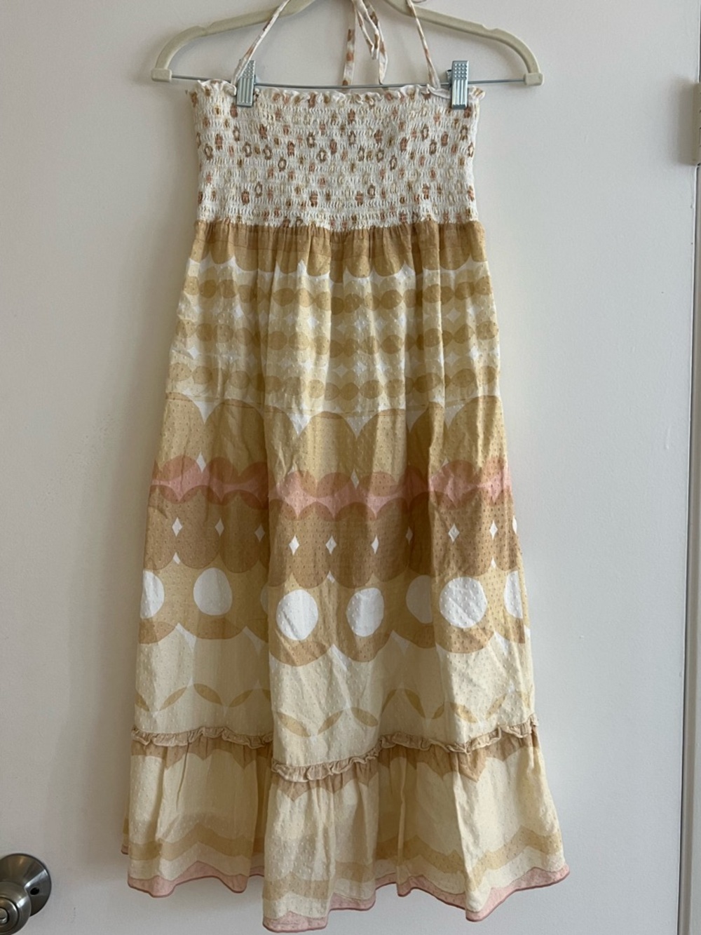 Juicy Couture Strapless Maxi Dress in Cream, Tan & Pink Accents